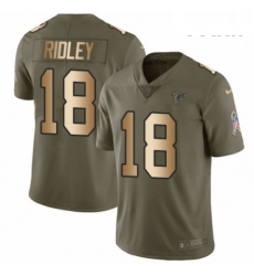 Youth Nike Atlanta Falcons 18 Calvin Ridley Limited Olive Gold 2017 Salute to Service NFL Jersey