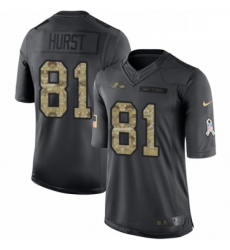 Mens Nike Baltimore Ravens 81 Hayden Hurst Limited Black 2016 Salute to Service NFL Jersey