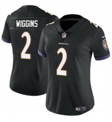 Women Baltimore Ravens 2 Nate Wiggins Black 2024 Draft Football Jersey