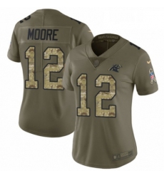 Womens Nike Carolina Panthers 12 DJ Moore Limited OliveCamo 2017 Salute to Service NFL Jersey