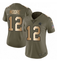 Womens Nike Carolina Panthers 12 DJ Moore Limited OliveGold 2017 Salute to Service NFL Jersey