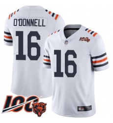 Men Chicago Bears 16 Pat ODonnell White 100th Season Limited Football Jersey