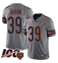 Men Chicago Bears 39 Eddie Jackson Limited Silver Inverted Legend 100th Season Football Jersey