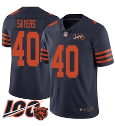 Men Chicago Bears 40 Gale Sayers Limited Navy Blue Rush Vapor Untouchable 100th Season Football Jersey