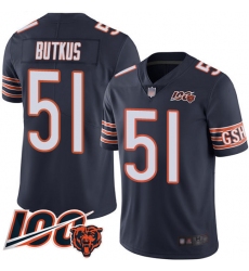 Men Chicago Bears 51 Dick Butkus Navy Blue Team Color 100th Season Limited Football Jersey