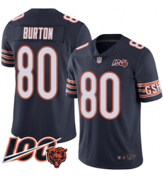 Men Chicago Bears 80 Trey Burton Navy Blue Team Color 100th Season Limited Football Jersey