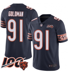 Men Chicago Bears 91 Eddie Goldman Navy Blue Team Color 100th Season Limited Football Jersey