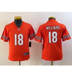 Youth Chicago Bears 18 Caleb Williams Orange 2024 Draft Vapor Stitched Jersey  1