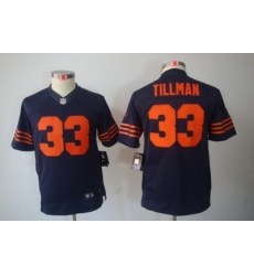 Youth Nike NFL Chicago Bears #33 Charles Tillman Blue LIMITED Jerseys(Orange Number)