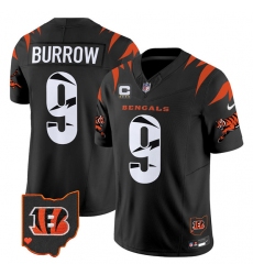 Men Cincinnati Bengals 9 Joe Burrow Black F U S E  With 4 Star C Patch Special Vapor Untouchable Limited Stitched Football Jersey