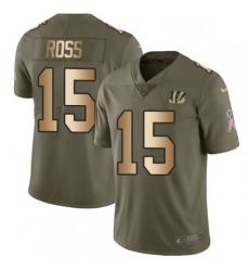 Mens Nike Cincinnati Bengals 15 John Ross Limited OliveGold 2017 Salute to Service NFL Jersey