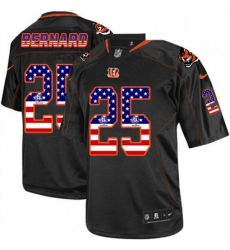 Mens Nike Cincinnati Bengals 25 Giovani Bernard Elite Black USA Flag FashionNFL Jersey