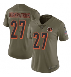 Womens Nike Bengals #27 Dre Kirkpatrick Olive  Stitched NFL Limited 2017 Salute to Service Jersey