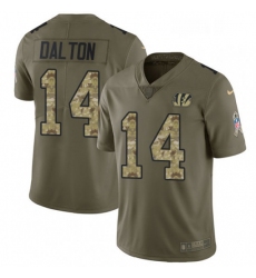 Youth Nike Cincinnati Bengals 14 Andy Dalton Limited OliveCamo 2017 Salute to Service NFL Jersey