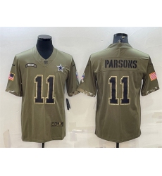 Men Dallas Cowboys 11 Micah Parsons Olive 2022 Salute To Service Limited Stitched Jersey