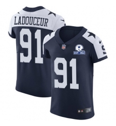 Nike Cowboys 91 L P  Ladouceur Navy Blue Thanksgiving Men Stitched With Established In 1960 Patch NFL Vapor Untouchable Throwback Elite Jersey