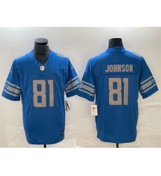 Men Detroit Lions 81 Calvin Johnson Blue 2023 F U S E  Vapor Untouchable Limited Stitched Jersey