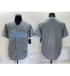 Men Detroit Lions Blank Gray Cool Base Stitched Baseball Jersey