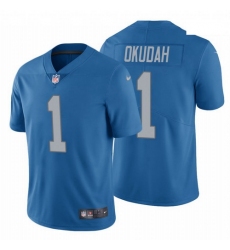 Men Nike Lions 1 Jeff Okudah Blue Vapor  Jersey 2020 NFL Draft