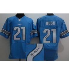 Nike Detroit Lions 21 Reggie Bush Blue Elite Signed NFL Jersey