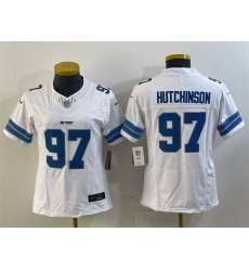 Women Detroit Lions 97 Aidan Hutchinson White 2024 F U S E  Vapor Limited Stitched Jersey
