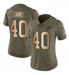 Womens Nike Detroit Lions 40 Jarrad Davis Limited OliveGold Salute to Service NFL Jersey