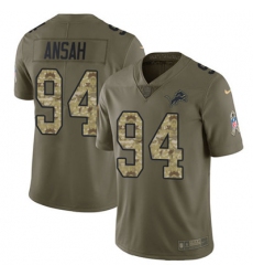 Youth Nike Lions #94 Ziggy Ansah Olive Camo Stitched NFL Limited 2017 Salute to Service Jersey