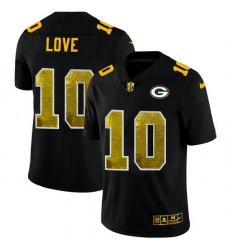 Green Bay Green Bay Green Bay Green Bay Packers 10 Jordan Love Men Black Nike Golden Sequin Vapor Limited NFL Jersey