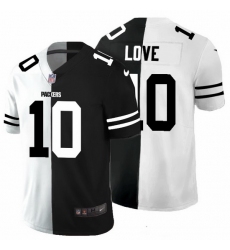 Green Bay Packers 10 Jordan Love Men Black V White Peace Split Nike Vapor Untouchable Limited NFL Jersey