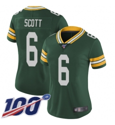 Women Packers 6 JK Scott Green Team Color Stitched Football 100th Season Vapor Limited Jersey