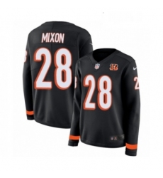 Womens Nike Cincinnati Bengals 28 Joe Mixon Limited Black Therma Long Sleeve NFL Jersey