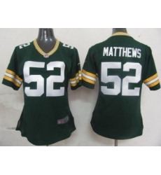 Womens Nike Green Bay Packers 52 Matthews Green Nike NFL Jerseys