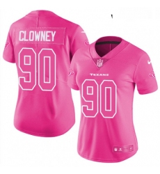 Womens Nike Houston Texans 90 Jadeveon Clowney Limited Pink Rush Fashion NFL Jersey