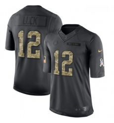 Youth Nike Indianapolis Colts 12 Andrew Luck Limited Black 2016 Salute to Service NFL Jersey