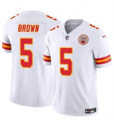 Men   Kansas City Chiefs 5 Hollywood Brown White 2023 F U S E Vapor Untouchable Limited Stitched Football Jersey