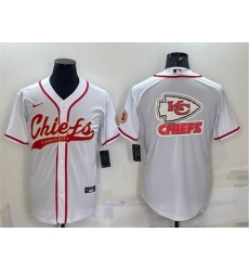 Men Kansas City Chiefs White Team Big Logo With Patch Cool Base Stitched Baseball Jersey