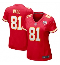 Women Kansas City Chiefs 81 Blake Bell Red Stitched Jersey  Run Small