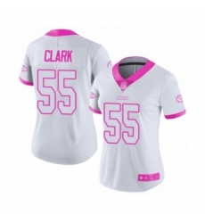 Womens Kansas City Chiefs 55 Frank Clark Limited White Pink Rush Fashion Football Jersey