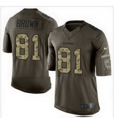 Nike Oakland Raiders #81 Tim Brown Green Mens Stitched NFL Limited Salute to Service Jersey