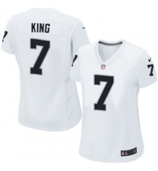 Oakland Raiders #7 Marquette King Women White Jersey