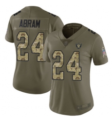 Raiders 24 Johnathan Abram Olive Camo Women Stitched Football Limited 2017 Salute to Service Jersey