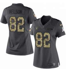 Womens Nike Oakland Raiders 82 Jordy Nelson Limited Black 2016 Salute to Service NFL Jersey