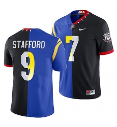 Men Los Angeles Rams X Georgia Bulldogs 9 Matthew Stafford Black Royal Split Stitched Jerse