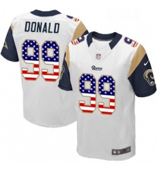 Men Nike Los Angeles Rams 99 Aaron Donald Elite White Road USA Flag Fashion NFL Jersey