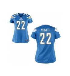 Women Nike San Diego Chargers 22 Jason Verrett Light Blue MLB Jerseys