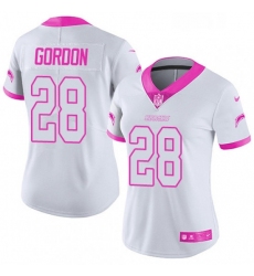 Womens Nike Los Angeles Chargers 28 Melvin Gordon Limited WhitePink Rush Fashion NFL Jersey