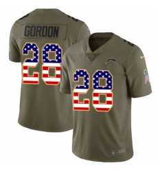 Youth Nike Los Angeles Chargers 28 Melvin Gordon Limited OliveUSA Flag 2017 Salute to Service NFL Jersey