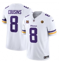 Men Minnesota Vikings 8 Kirk Cousins White 2023 F U S E  With With 4 Star C Patch And John Madden Patch Vapor Limited Stitched Football Jersey