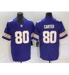 Men Minnesota Vikings 80 Cris Carter Purple 2023 F U S E  Vapor Untouchable Limited Stitched Jersey