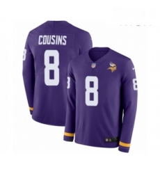 Mens Nike Minnesota Vikings 8 Kirk Cousins Limited Purple Therma Long Sleeve NFL Jersey